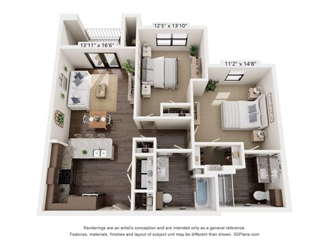 B1026 two bedroom floor plan with a bathroom and a living room